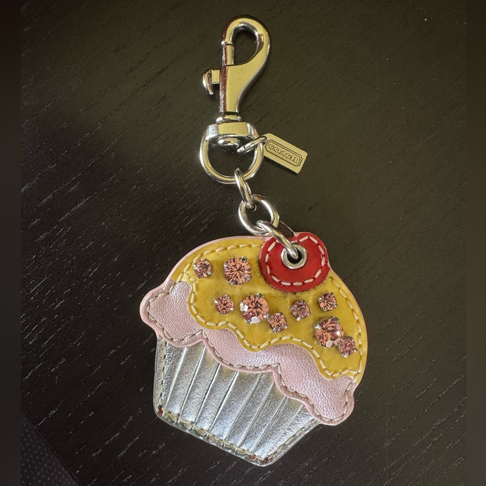 Coach Cupcake Keychain Bag charm with Yellow and Pink Details